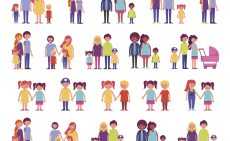 Il·lustració vectorial d’un grup de membres d’una família.