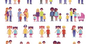 banner_familia Il·lustració vectorial d’un grup de membres d’una família.