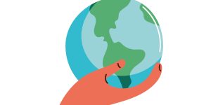 banner_migracio Il·lustració d’una mà sostenint el planeta Terra